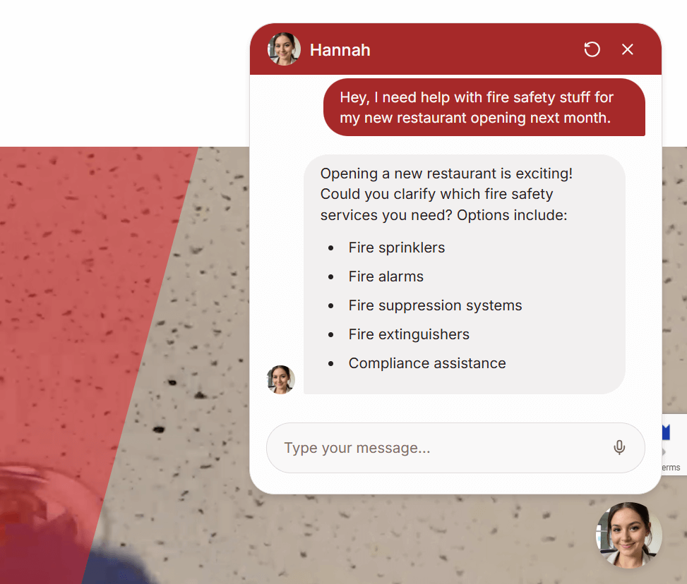 A conversational AI chatbot solution for websites responds intelligently to a potential customer's inquiry.