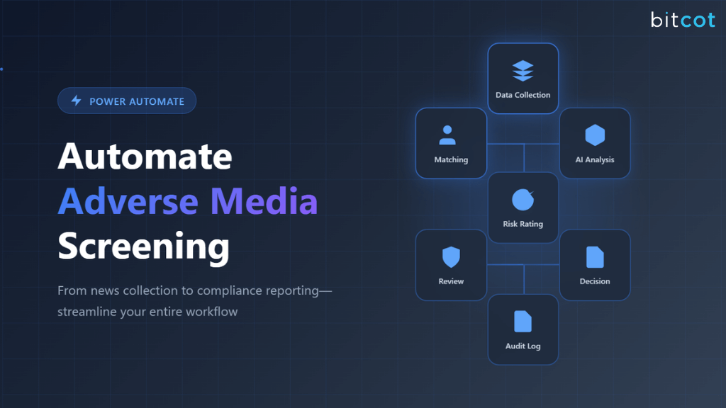 adverse media screening with power automate